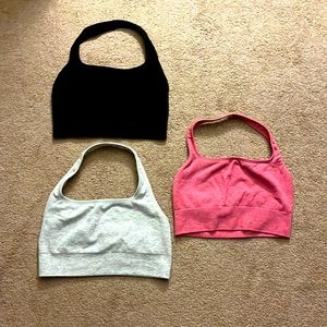 Fabletics cloud seamless halter bralettes.